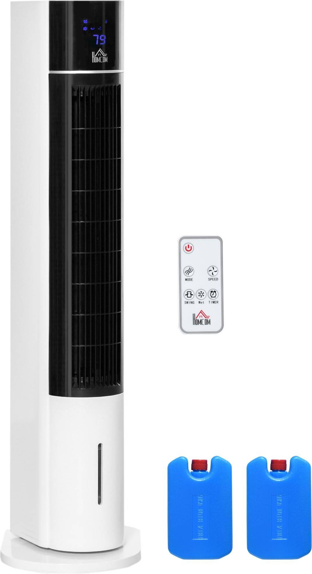 Homcom 41" Oscillating Tower Fan with Remote Control - White