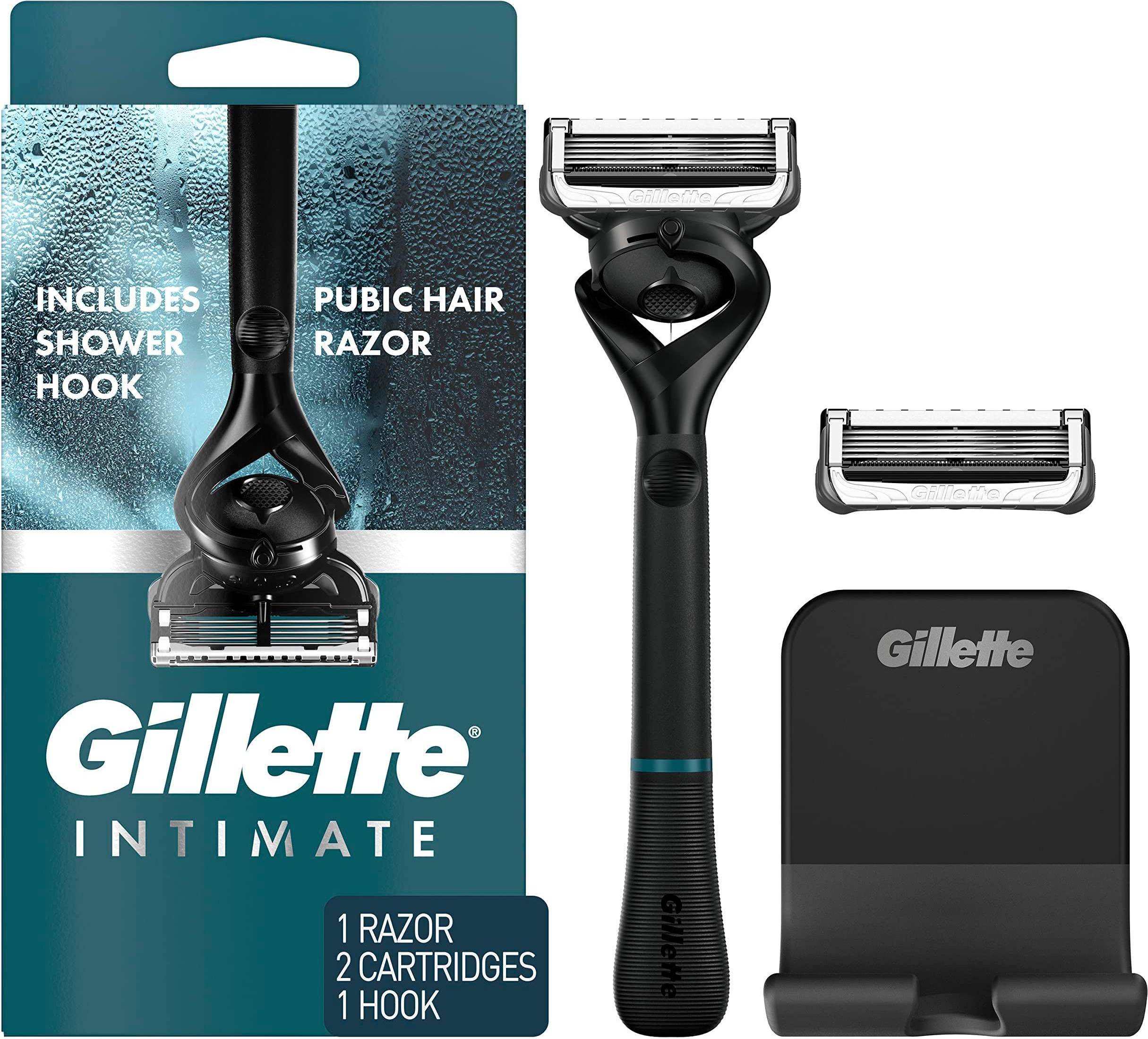 Gillette razors for men Gillette Intimate Pubic Hair Razor for Men 1 Handle 2 Blade Refills