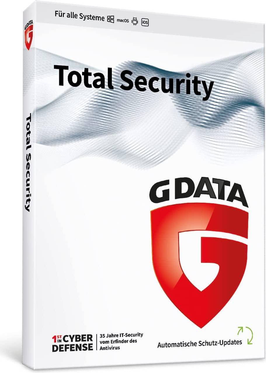 G Data Total Security Vollversion, 1 Lizenz Windows, Mac, Android, iOS Antivirus, Sicherheits-Software