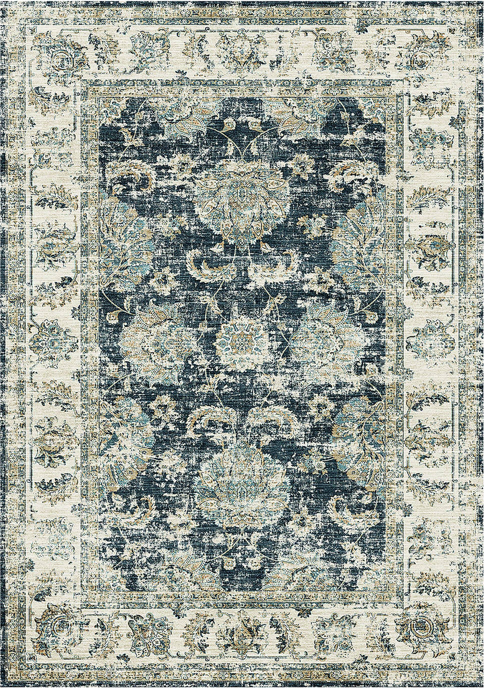 B&Q Silk Road Machine Washable Perla Rug Blue