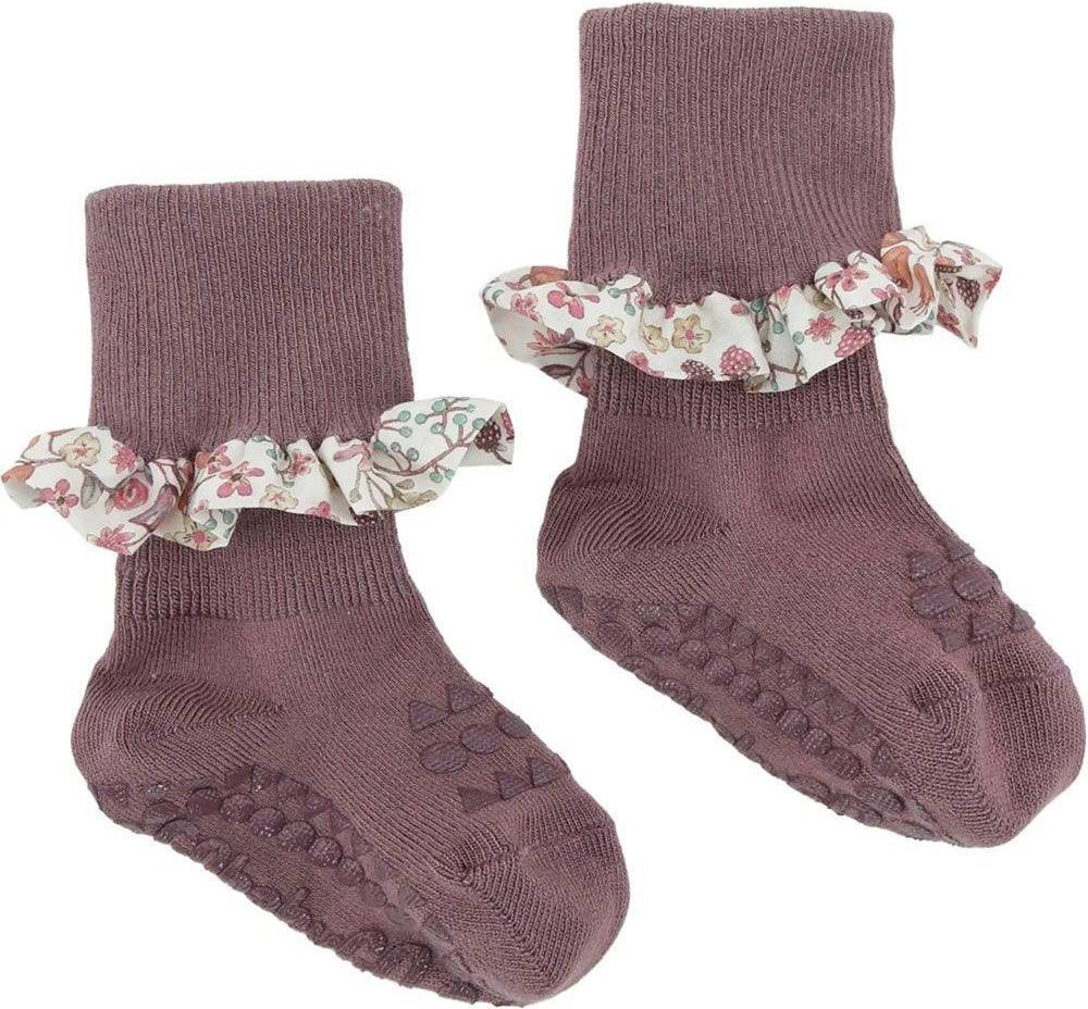 Liberty Ruffle Socks - Misty Plum