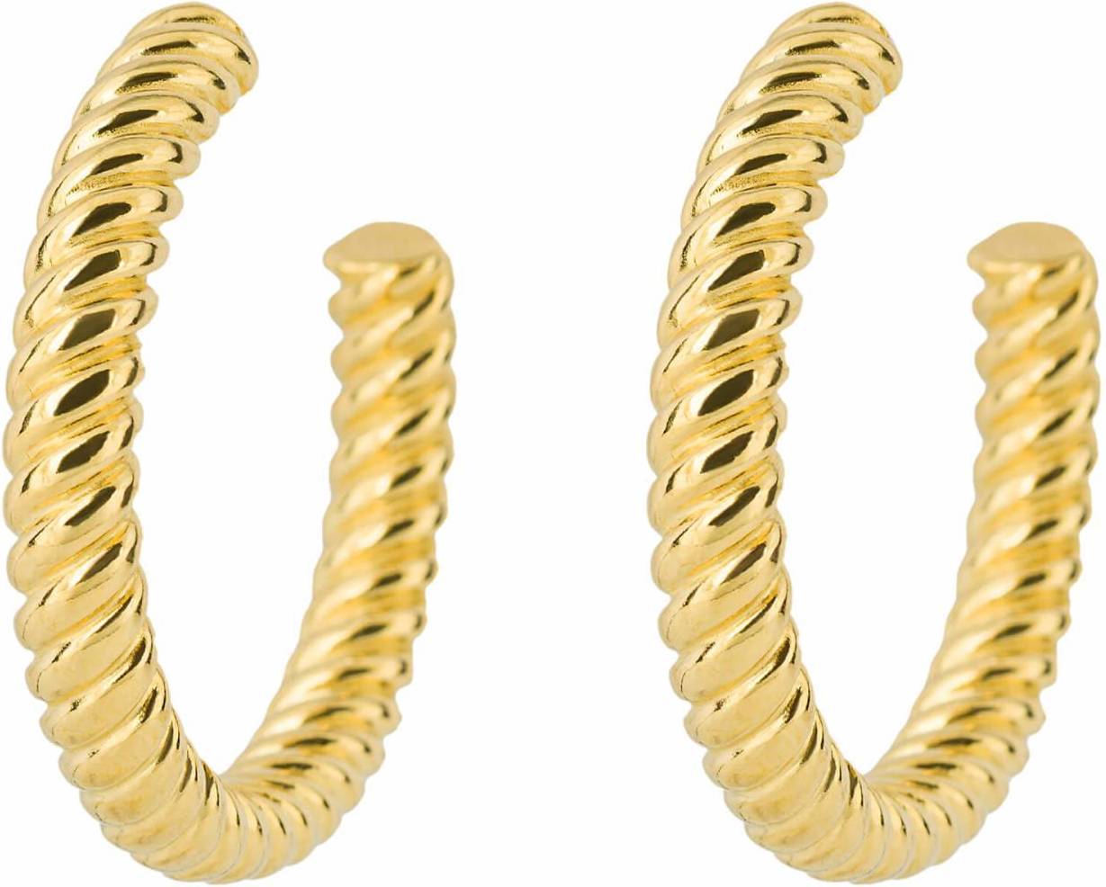 Fiorelli Rope Pattern Open Yellow Gold Hoop Earrings E6216