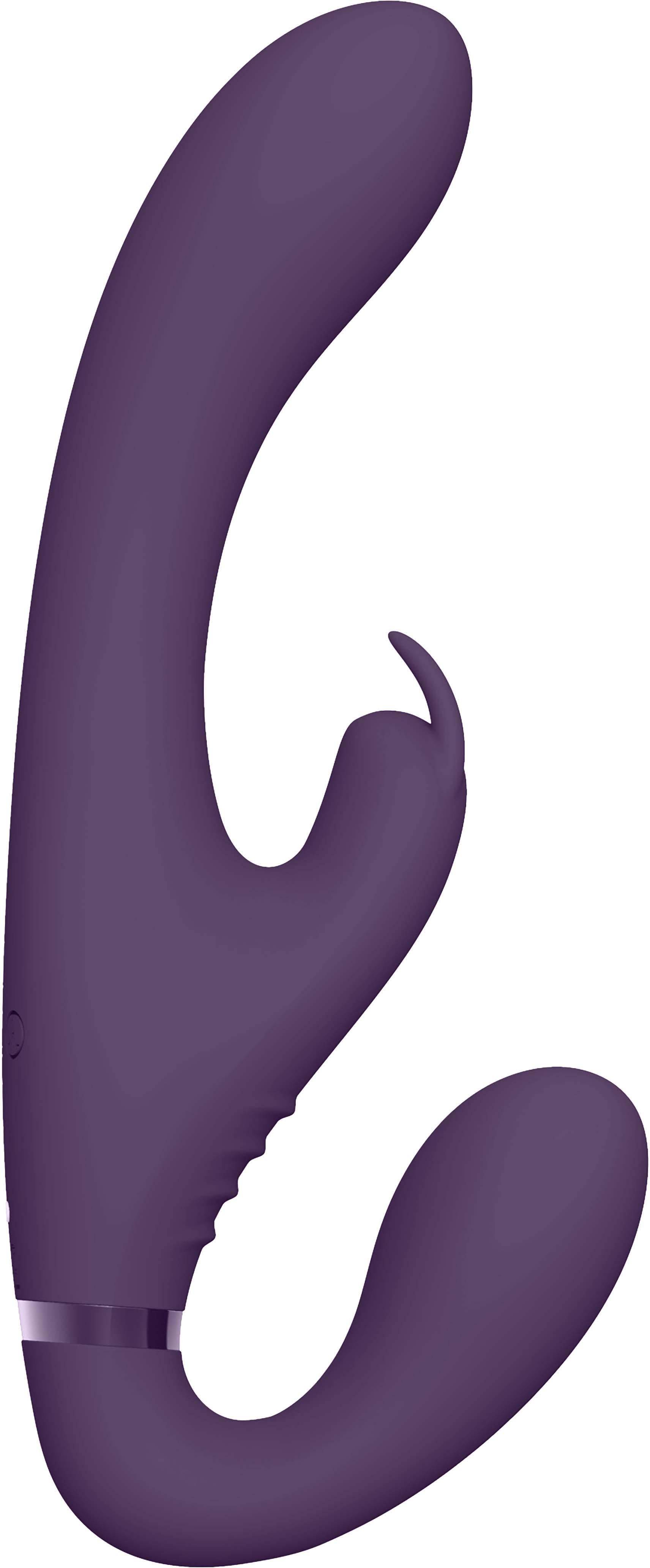 Vive Suki Vibrating Strapless Strap-on Rabbit Purple