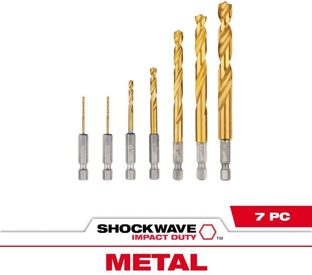 Milwaukee drill bit set Milwaukee Shockwave Drive Bit Set Titanium 7 pc