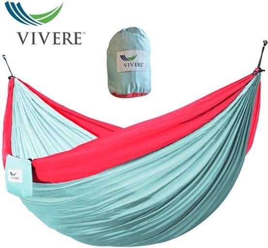 Vivere Dubbel Resehängmatta Parachute Rosa/Turkos