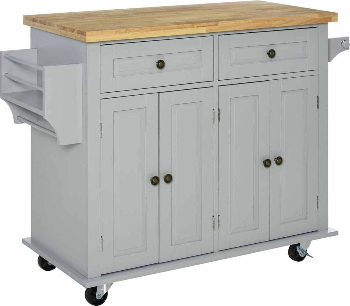 Kitchen island with storage Homcom Rolling Kitchen Island Cart Trolley Table