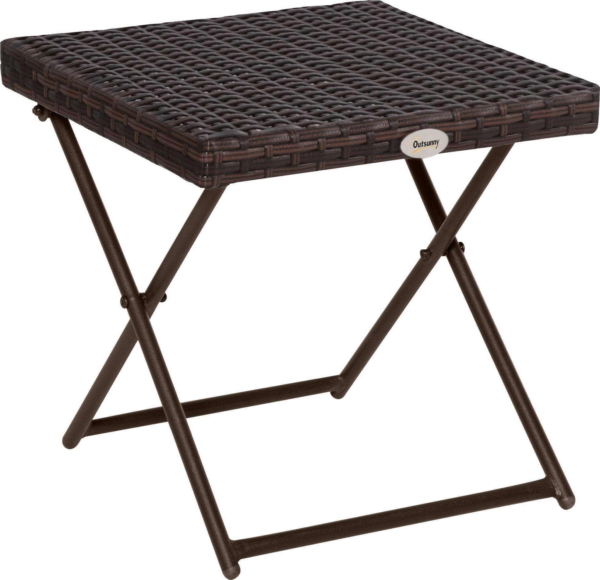 OutSunny Compact Square PE Wicker Rattan Folding Table