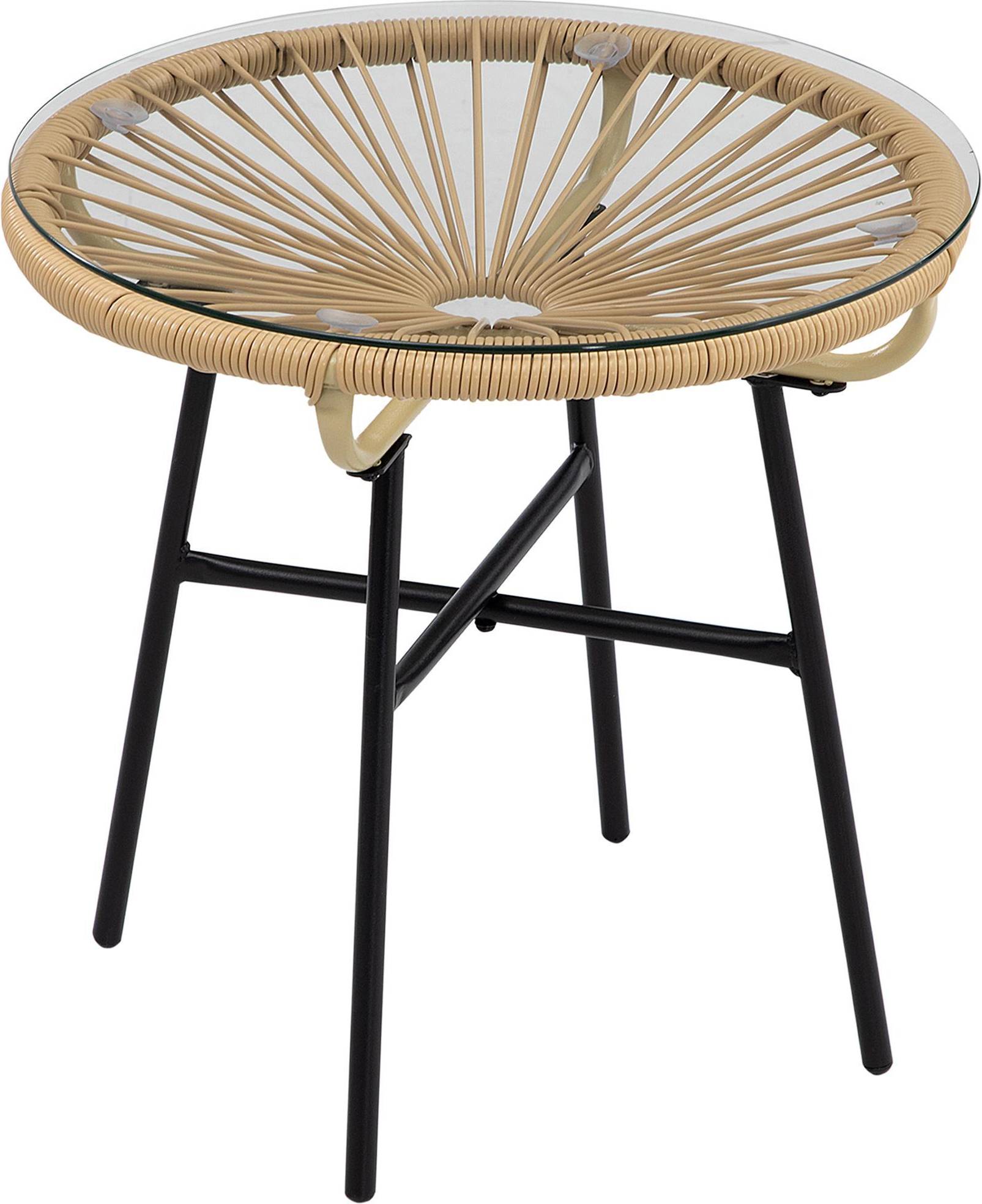 OutSunny Rattan Side Table Round Outdoor Coffee Sidebord
