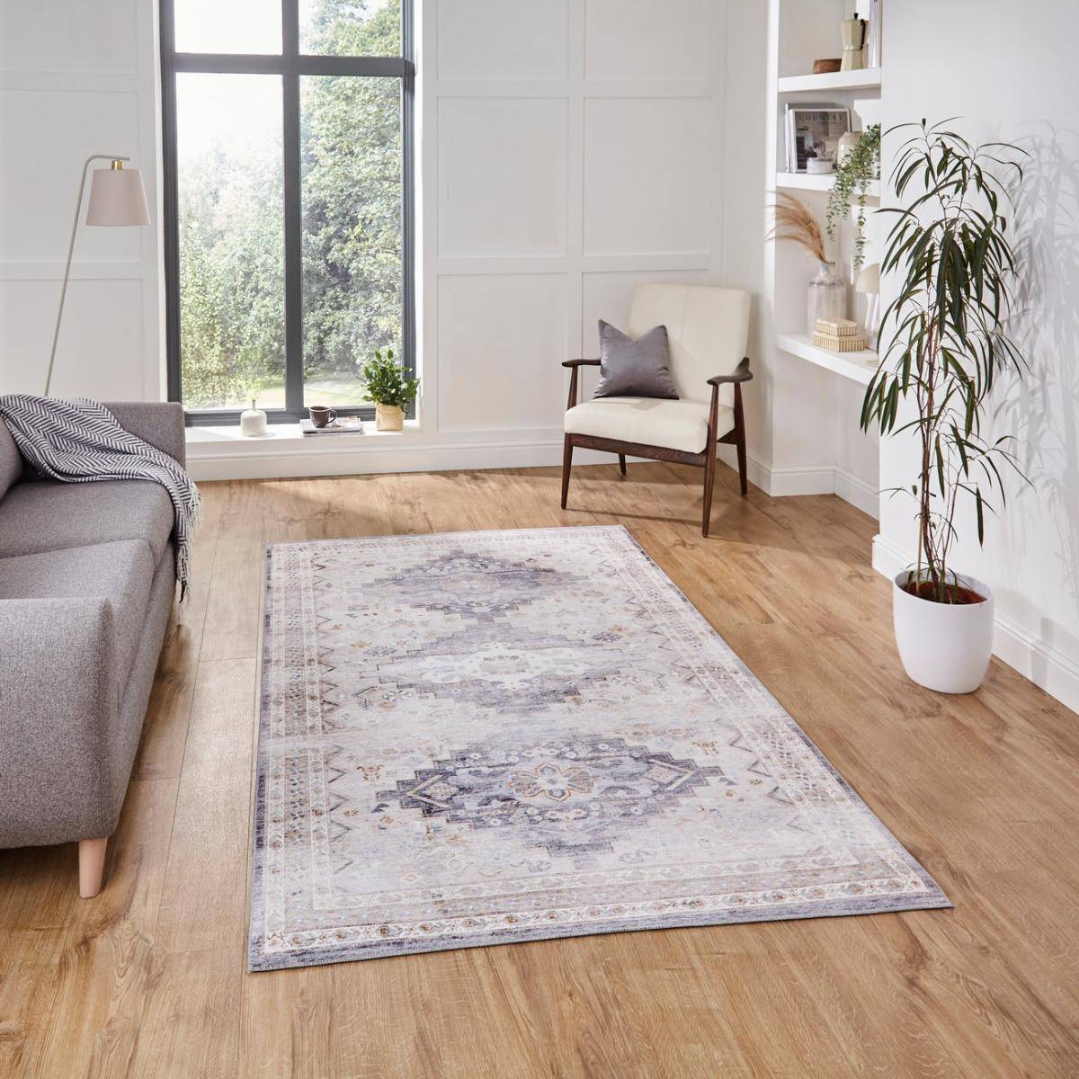 Think Rugs Topaz Rustic Vintage Grey, Beige