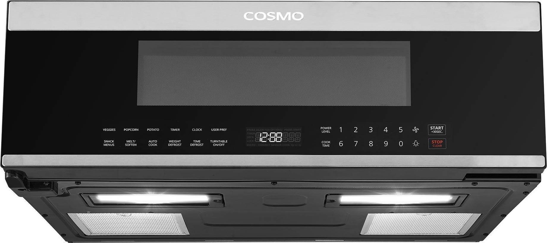 Black over range microwave Cosmo COS-3012ORLP1SS Over the Range Automatic Soft Touch Controls