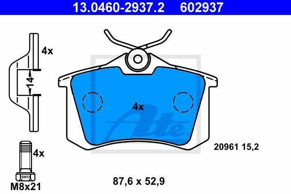 Semi Metallic Rear Disc Brake Pad Set 602937