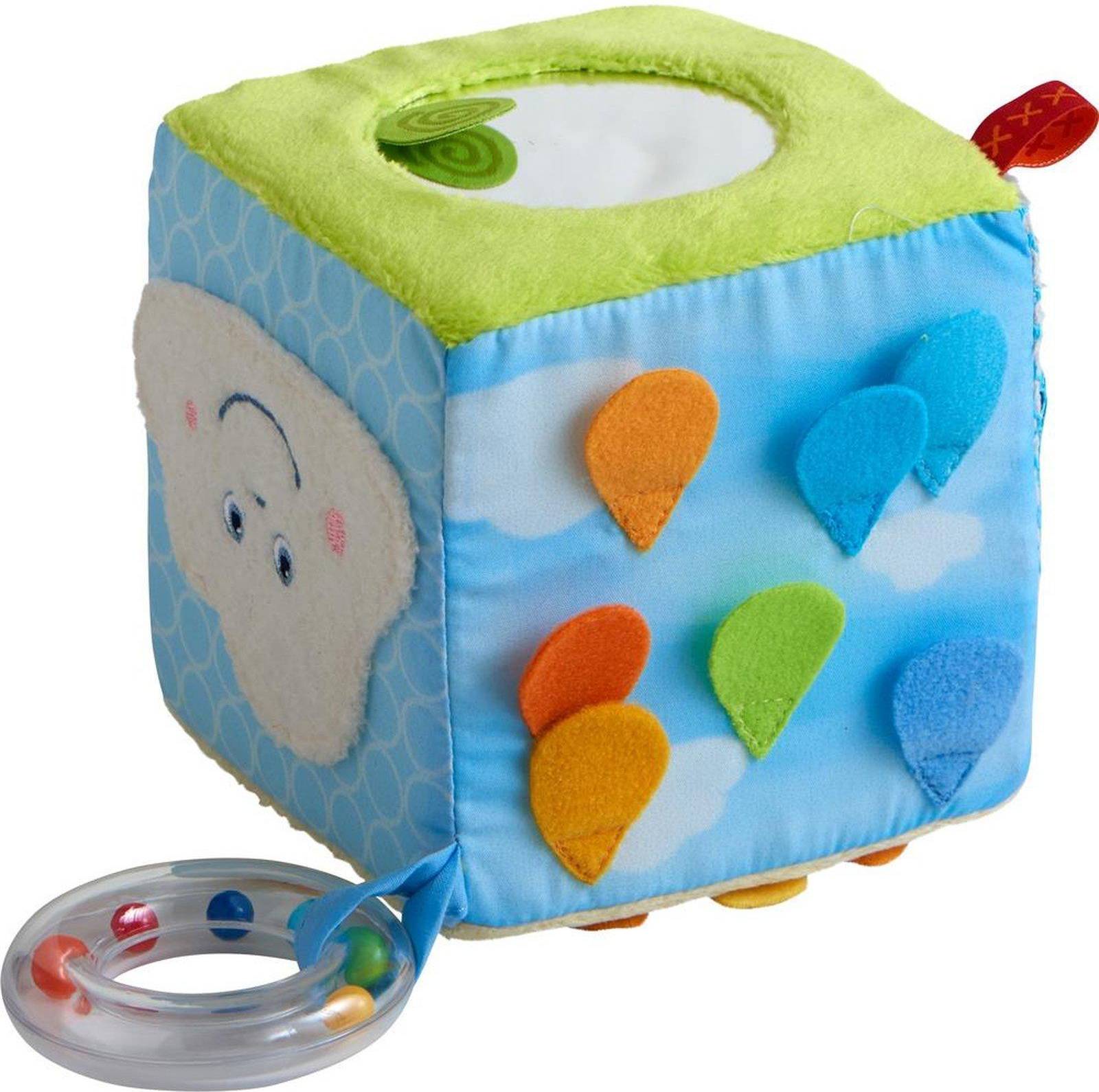 Haba Game Cube Rainbow World Rattle Mirror Squeak