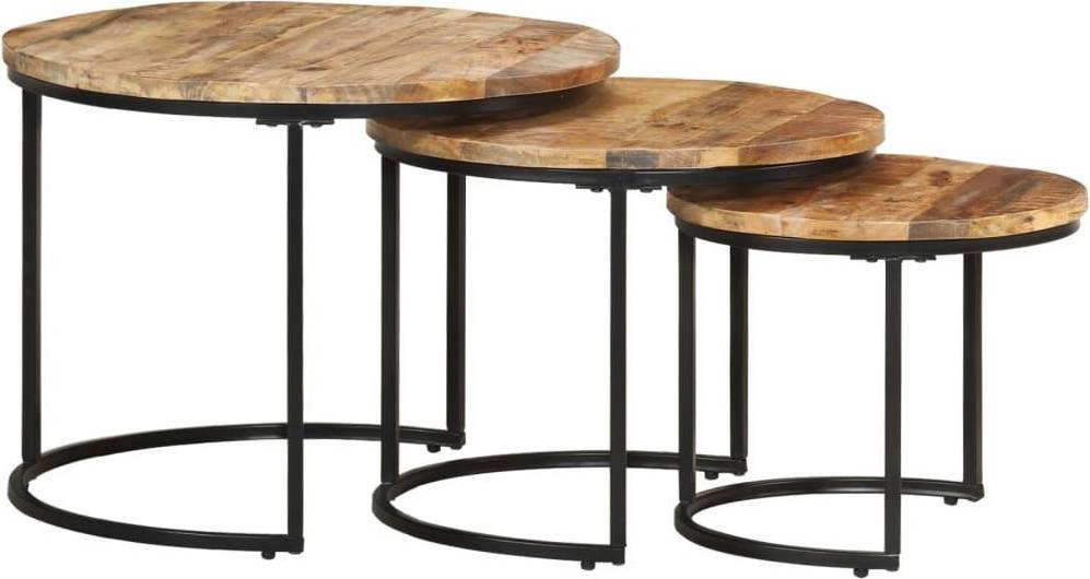 vidaXL 3 Rough Nesting Table 3pcs