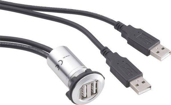 TRU Components USB-double-mounted socket 2.0 USB-06 A USB-plug type A