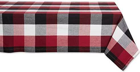 Design Imports Cardinal Tri Color Check Tablecloth Red