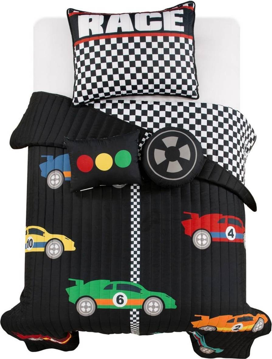 Lush Decor Racing Cars 4Pc Twin Quilt Set