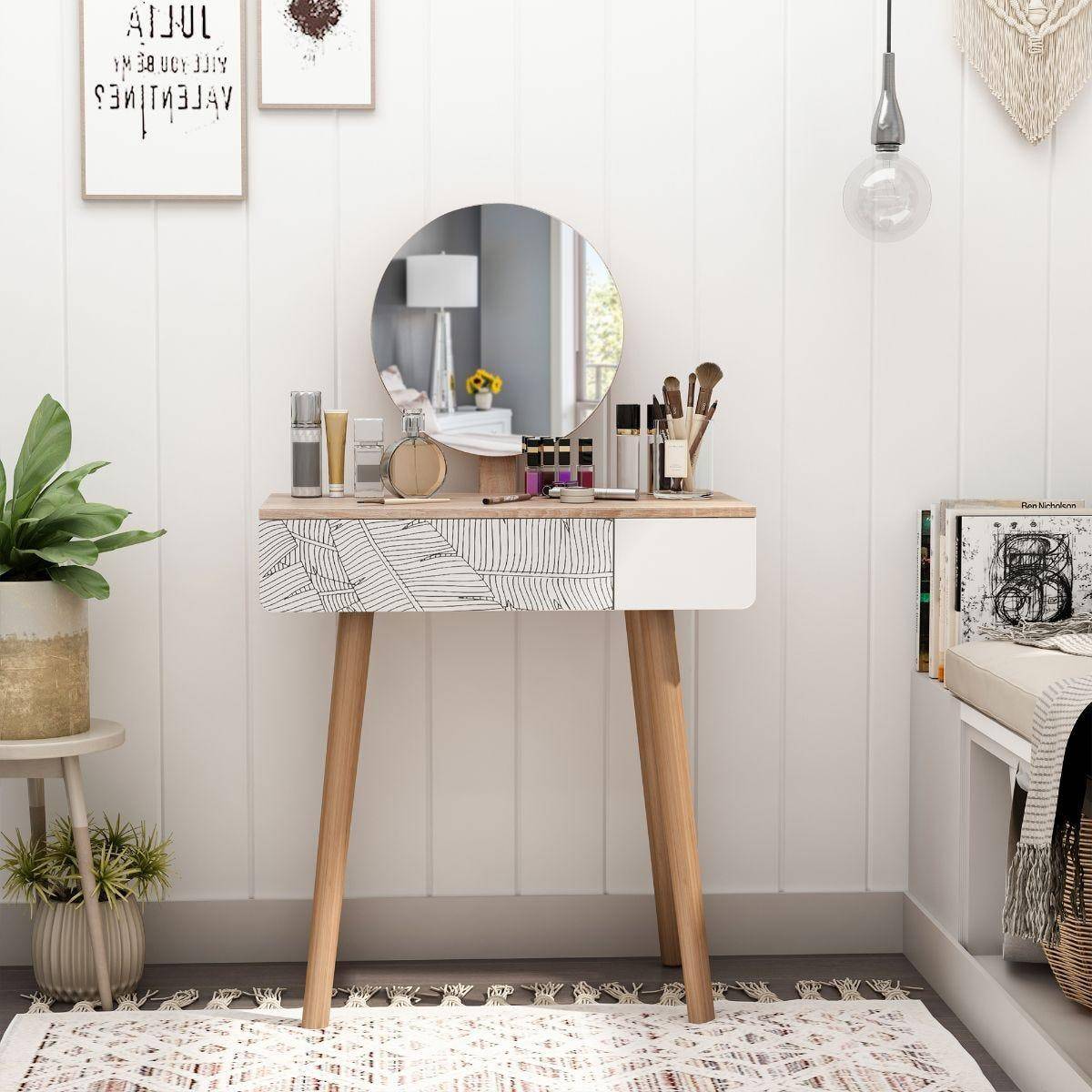 Dressing table without mirror Homcom Wooden Compact Dressing Table