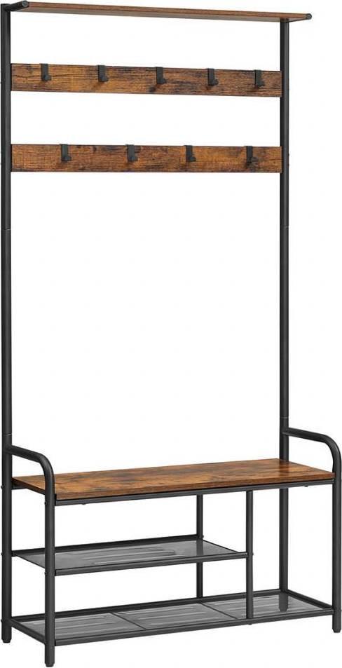 Vasagle Rustic Industrial Coat with Bench Shoe Rack
