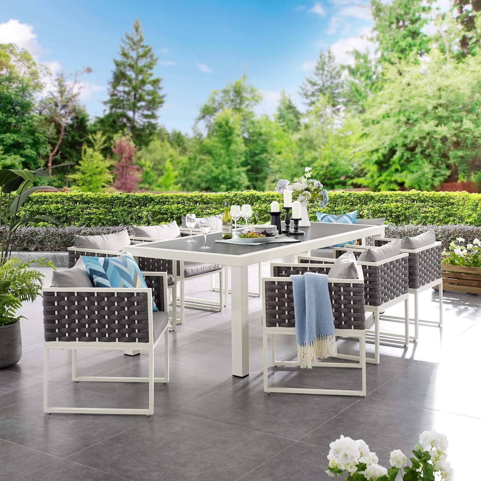 Gray outdoor patio sets modway Stance Collection Patio Dining Set