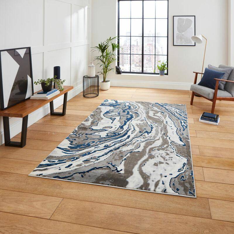 Think Rugs Apollo GR584 Modern Abstract High Grey, Blue cm
