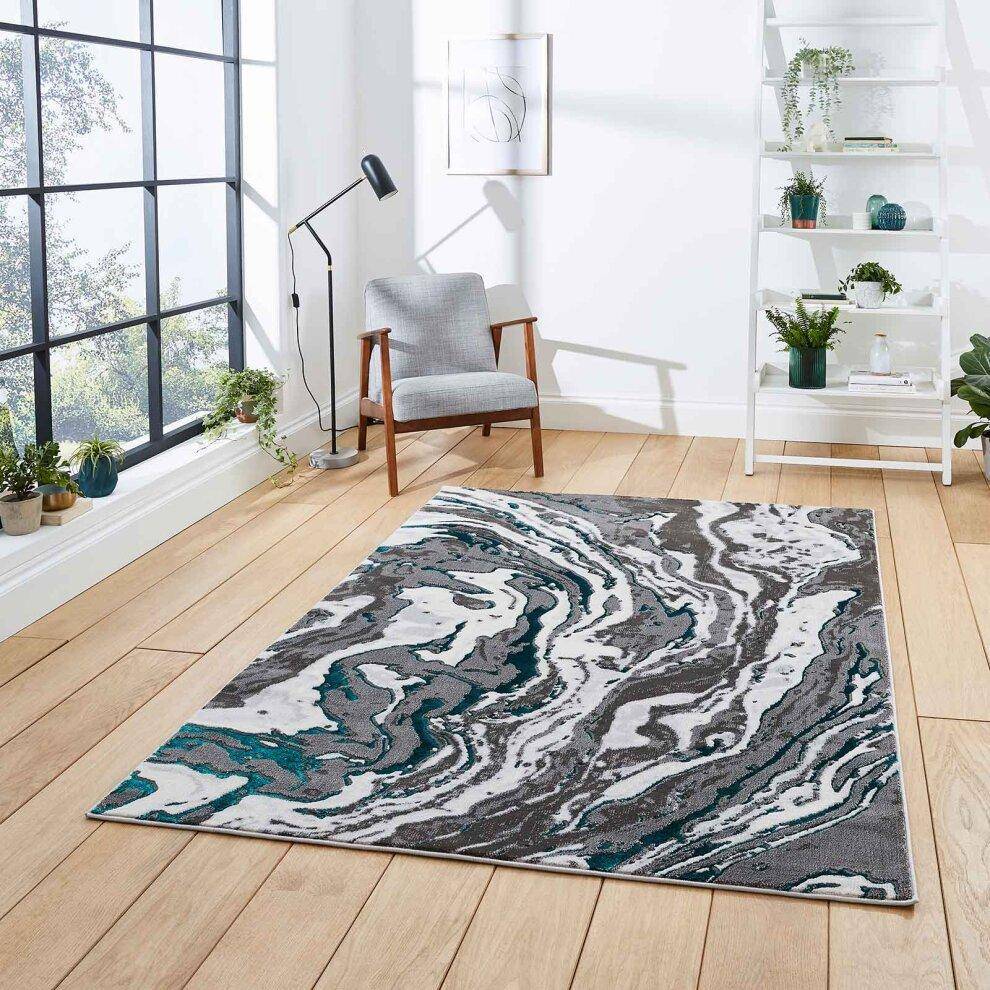Think Rugs Apollo GR584 Modern Abstract Green, Grey