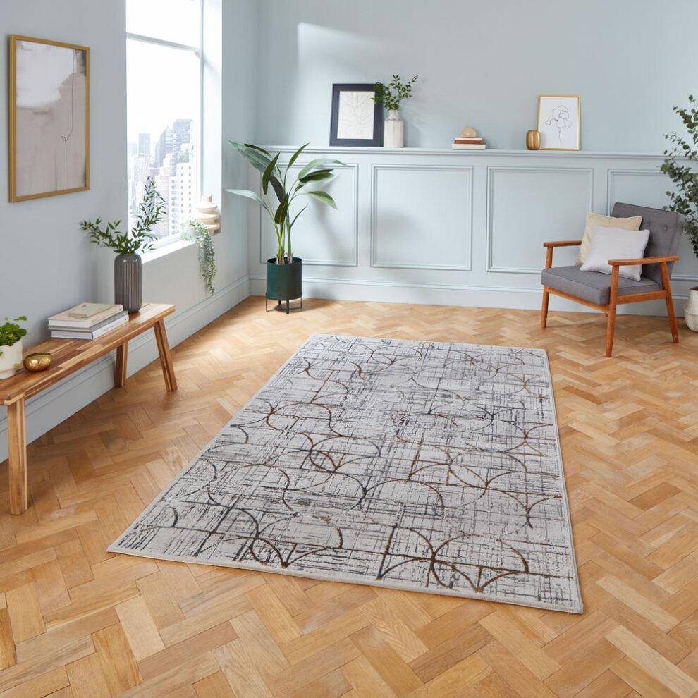 Think Rugs G2851 Abstract High Density Grey, Multicolour cm