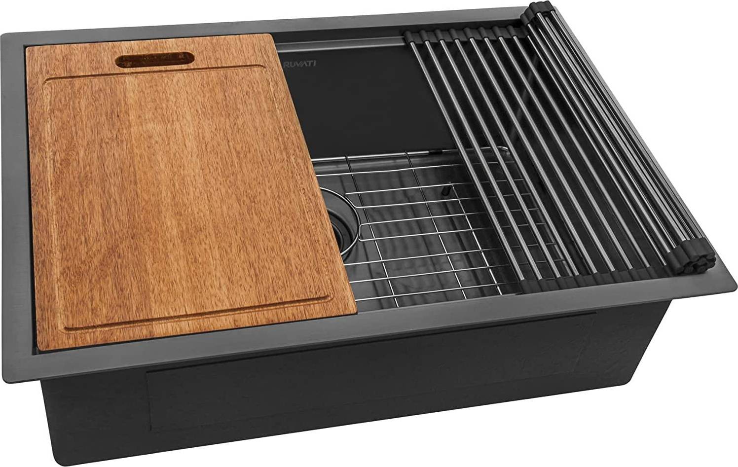 Black undermount kitchen sink Ruvati RVH6527BL