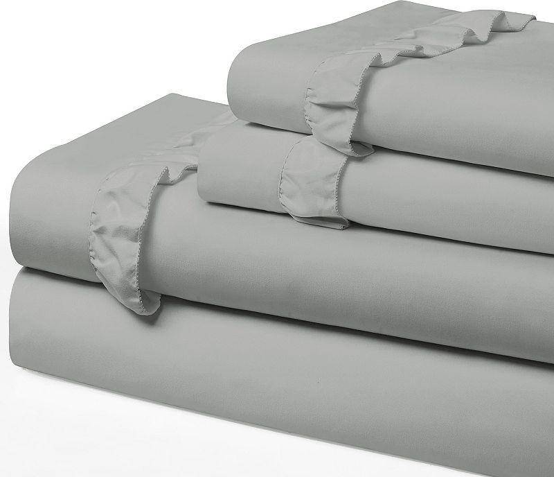 Swift Home Ultra Ruffle Bed Sheet Gray
