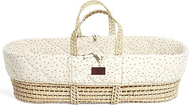 The Little Green Sheep Quilted Moses Basket & Rocking Stand Bundle Linen Rice