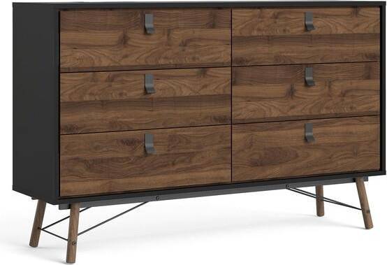Furniture To Go Rye Bred 6 Skuffer Valnød Sort Kommode