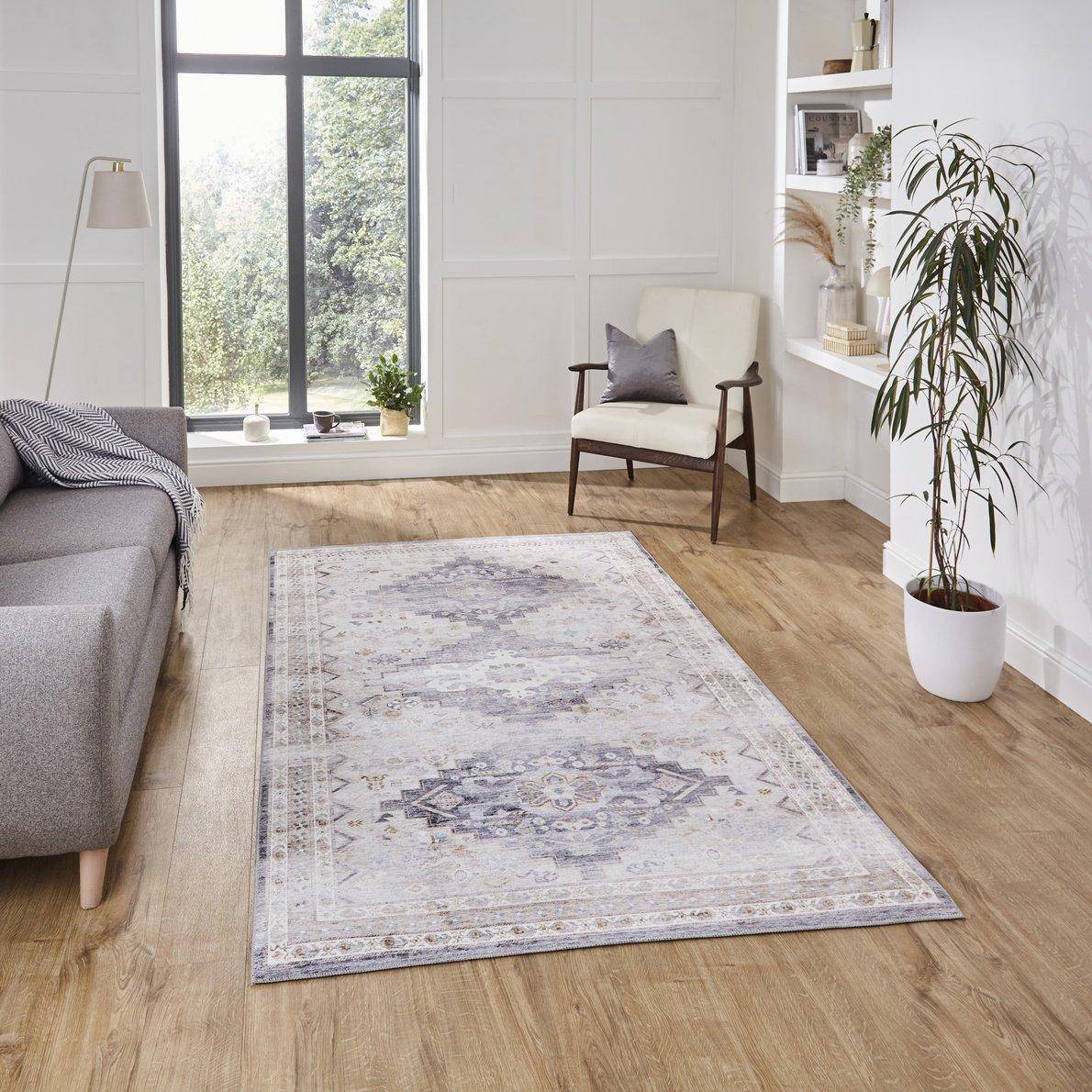Think Rugs Topaz Rustic Vintage Grey, Beige