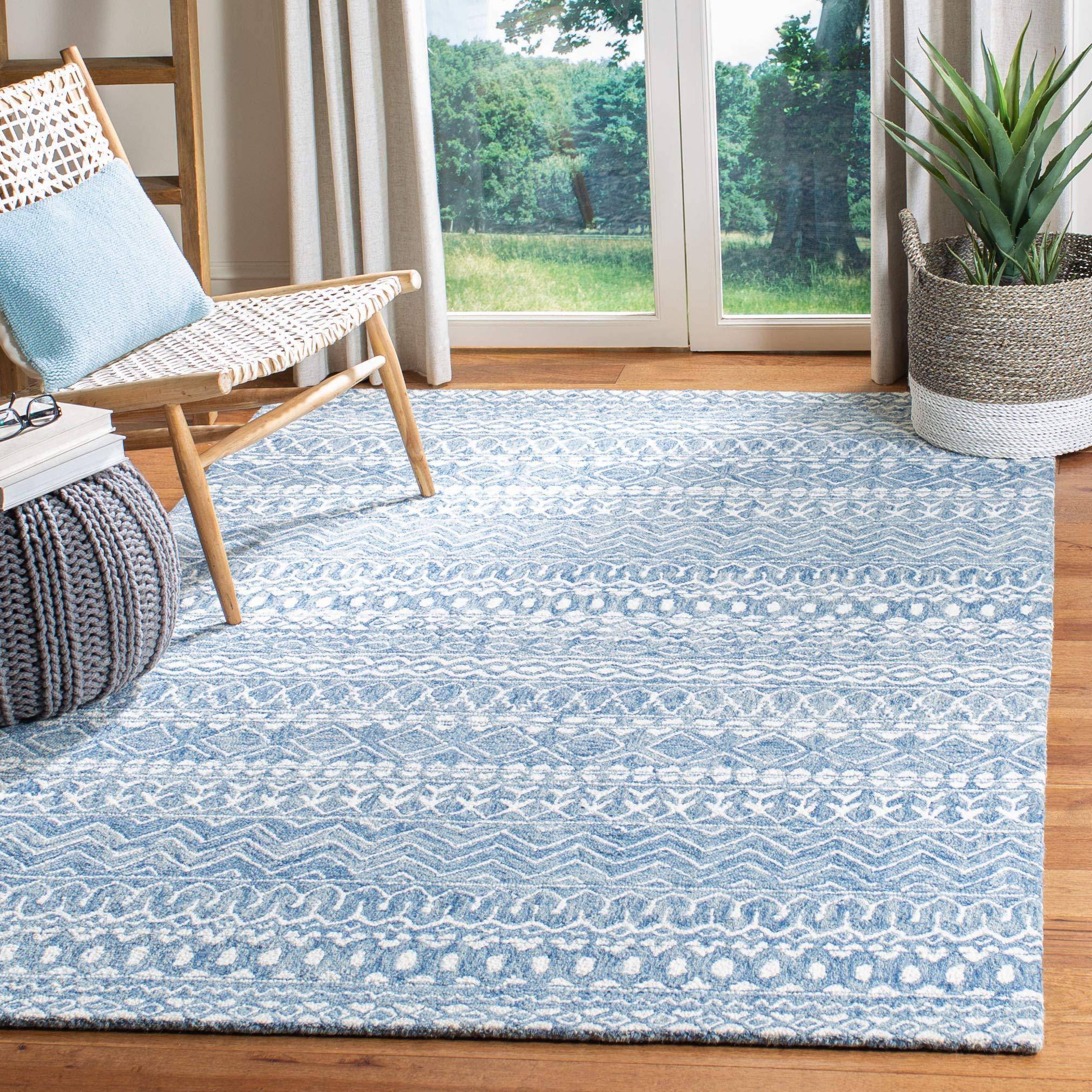 Safavieh Micro-Loop Collection Blue, Multicolor, White