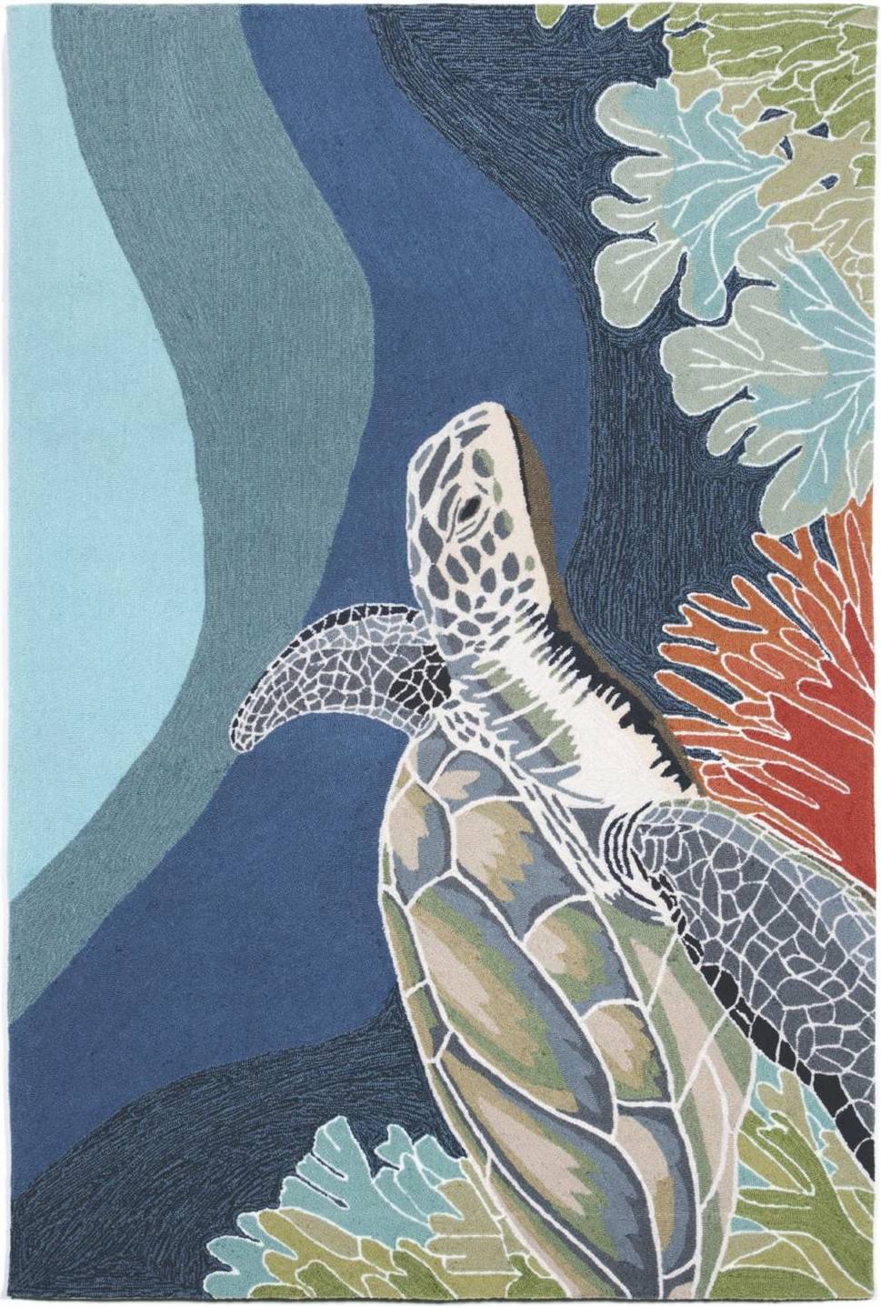 Liora Manne Manne Ravella Akumal Turtle Multicolor, Blue