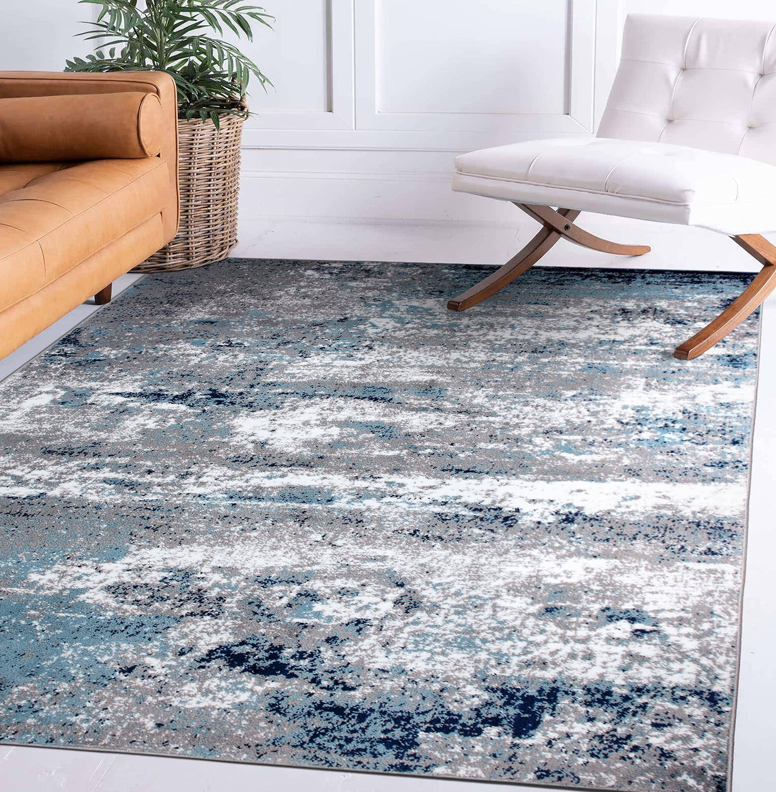 World Rug Gallery Distressed Abstract Watercolor
