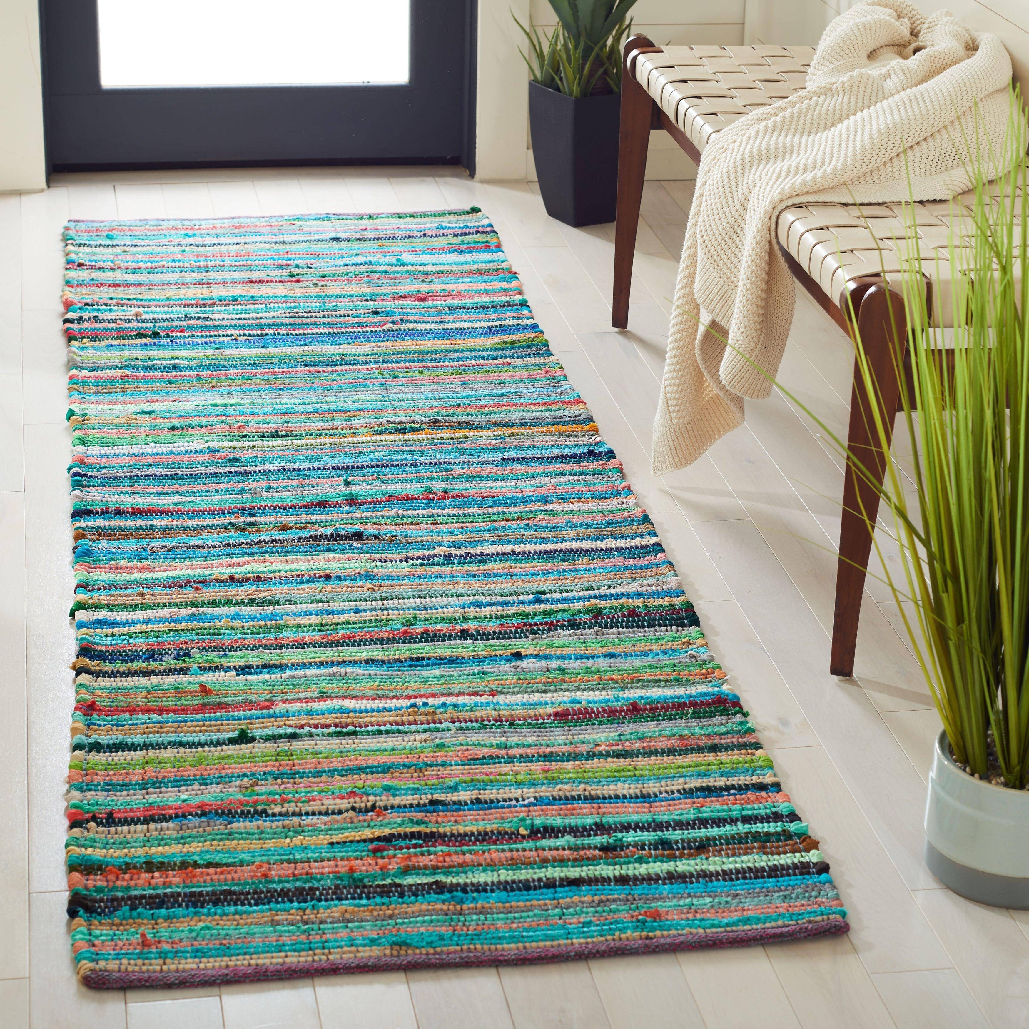 Safavieh Rag Rug Collection Multicolor, Green, Pink 27x"