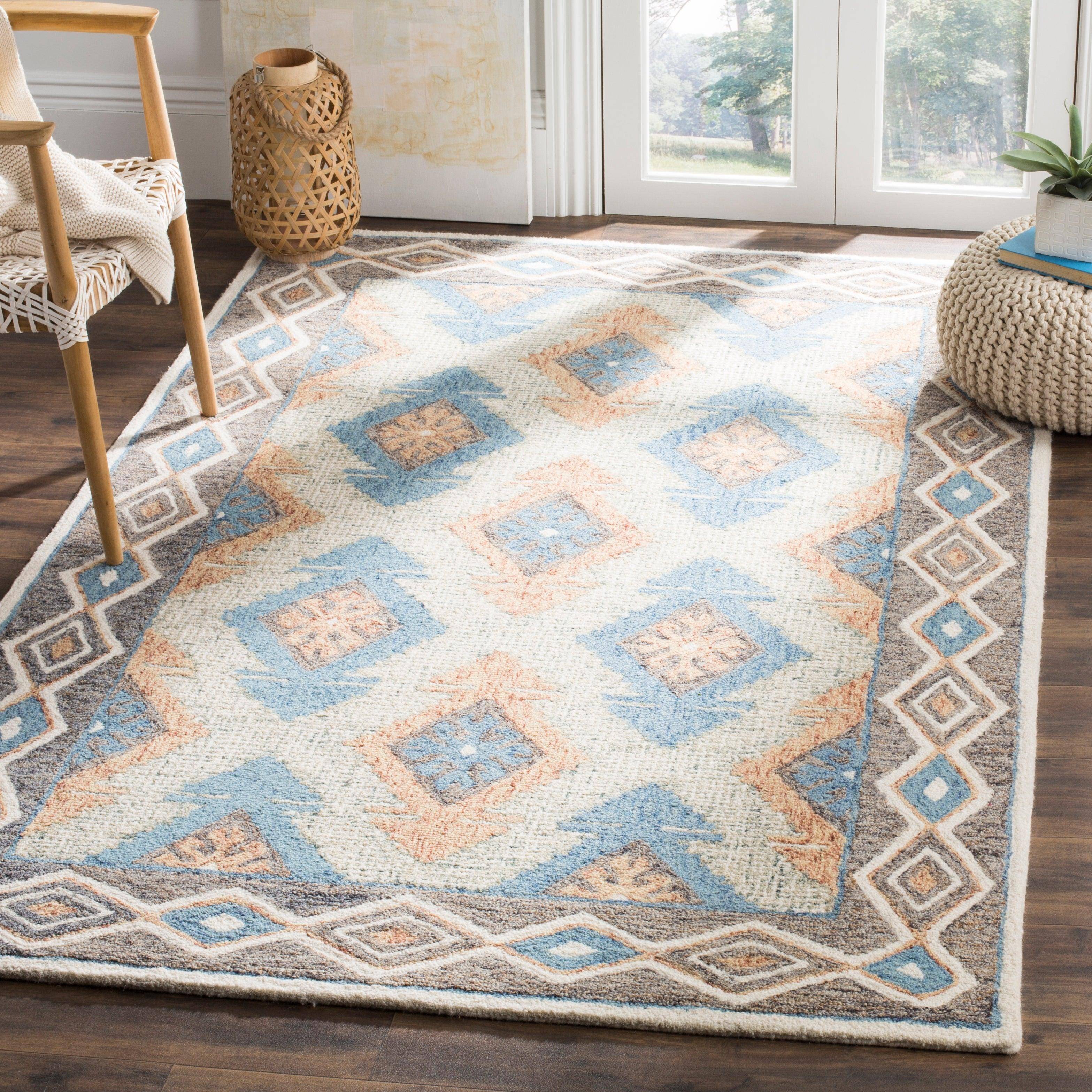 Safavieh Micro-Loop Collection Multicolor, Beige, Blue