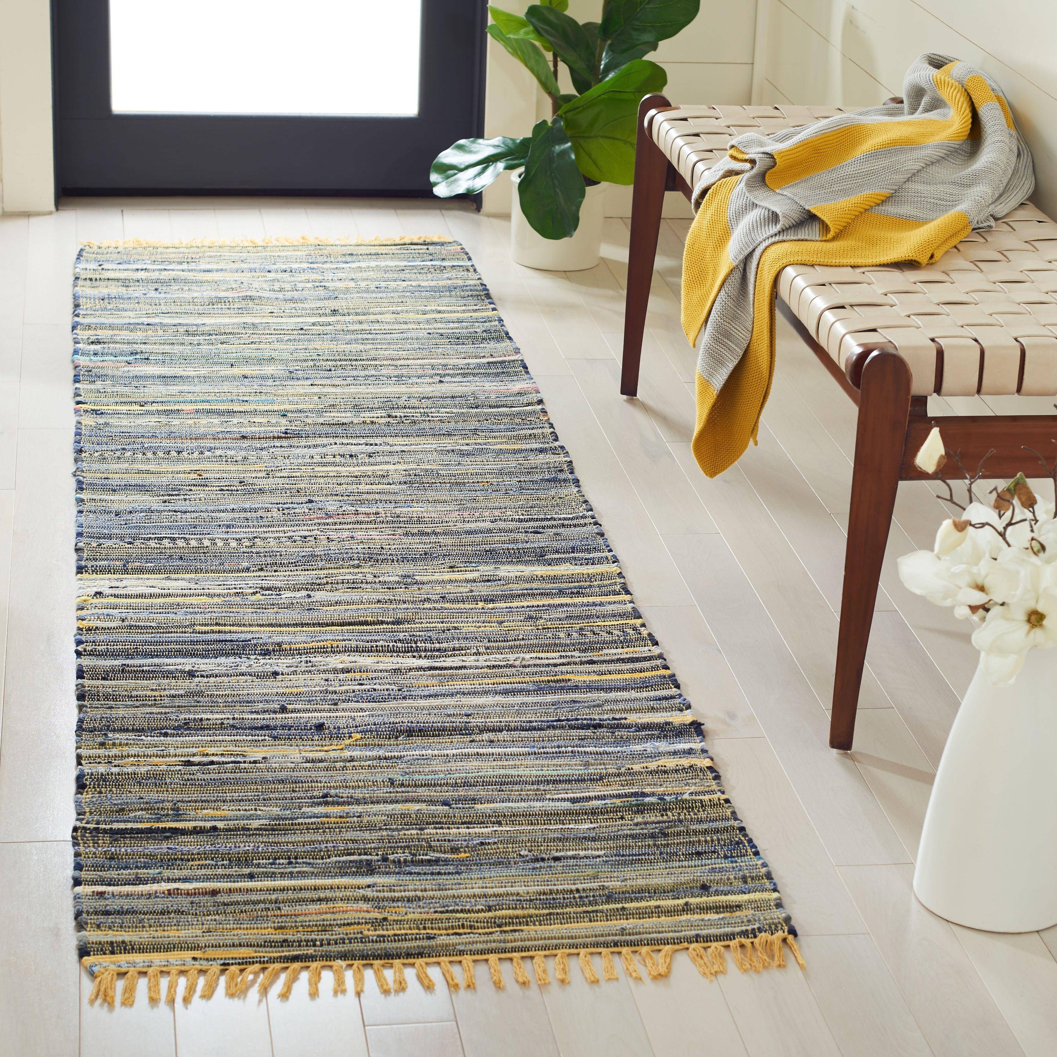 Safavieh Handmade Rag Rug Yellow, Multicolor 27x"