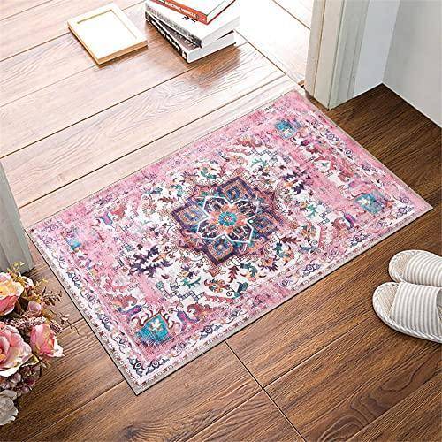 Machine washable area rugs GLN Rugs GLN Machine Washable Area Pink, White