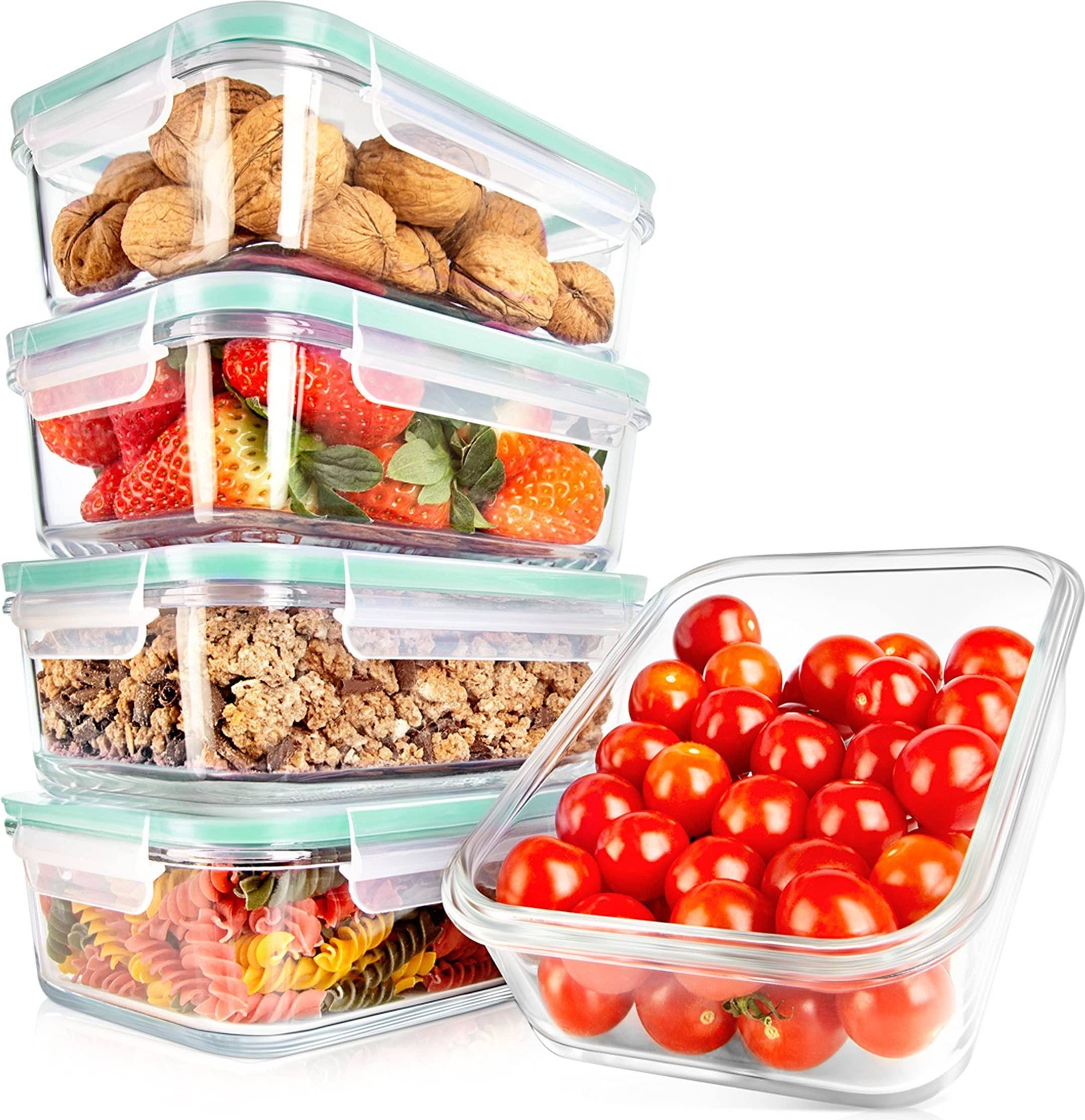 10-Piece Glass Containers Stackable