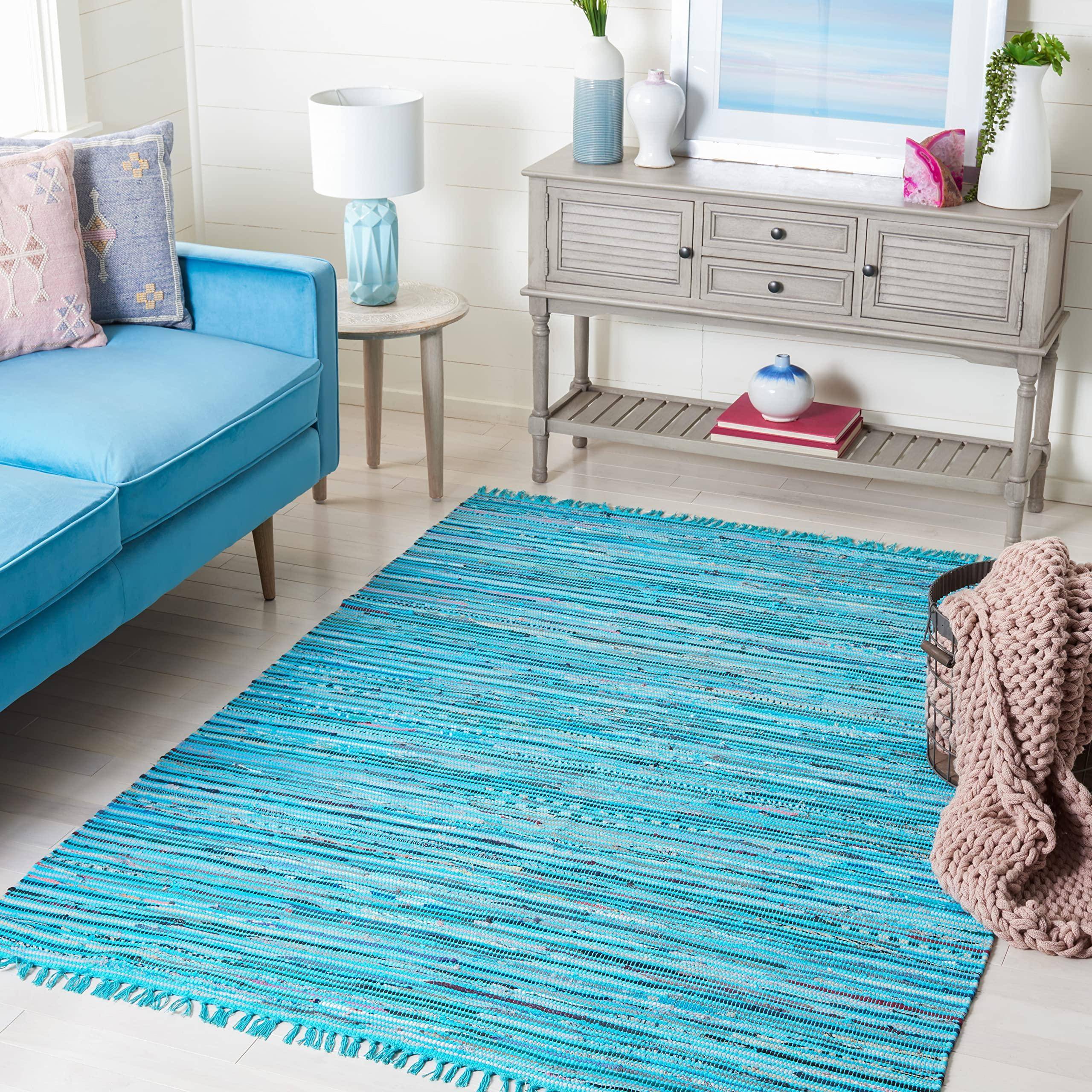 Safavieh Rag Rug Collection Turquoise, Multicolor 60x"