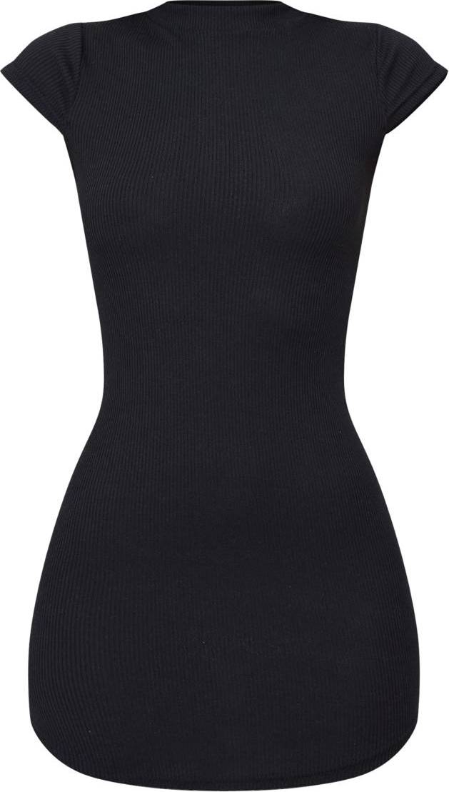 PrettyLittleThing High Neck Ribbed Bodycon Dress - Black