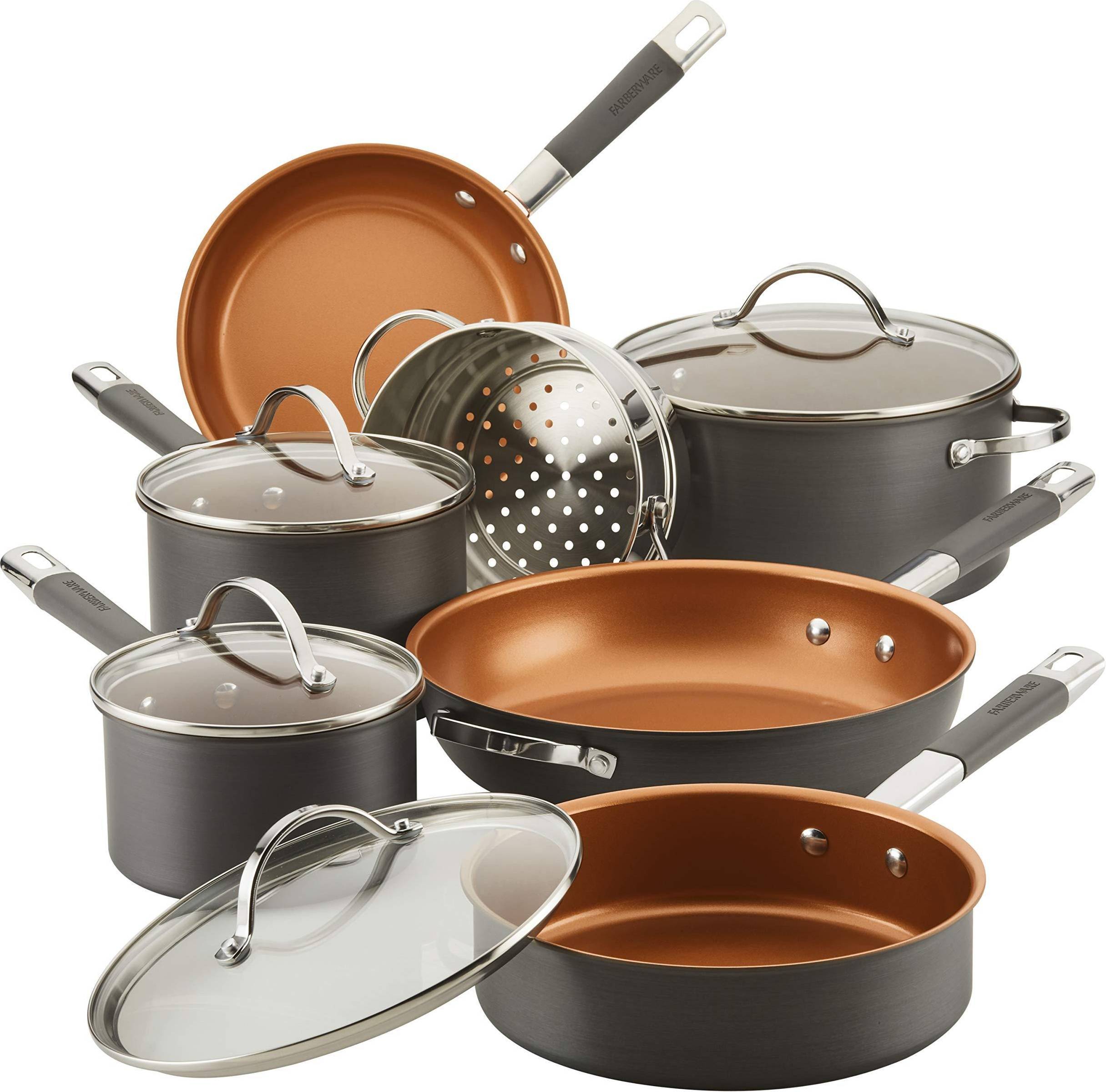 Farberware Pro Hard Anodized Cookware Set with lid