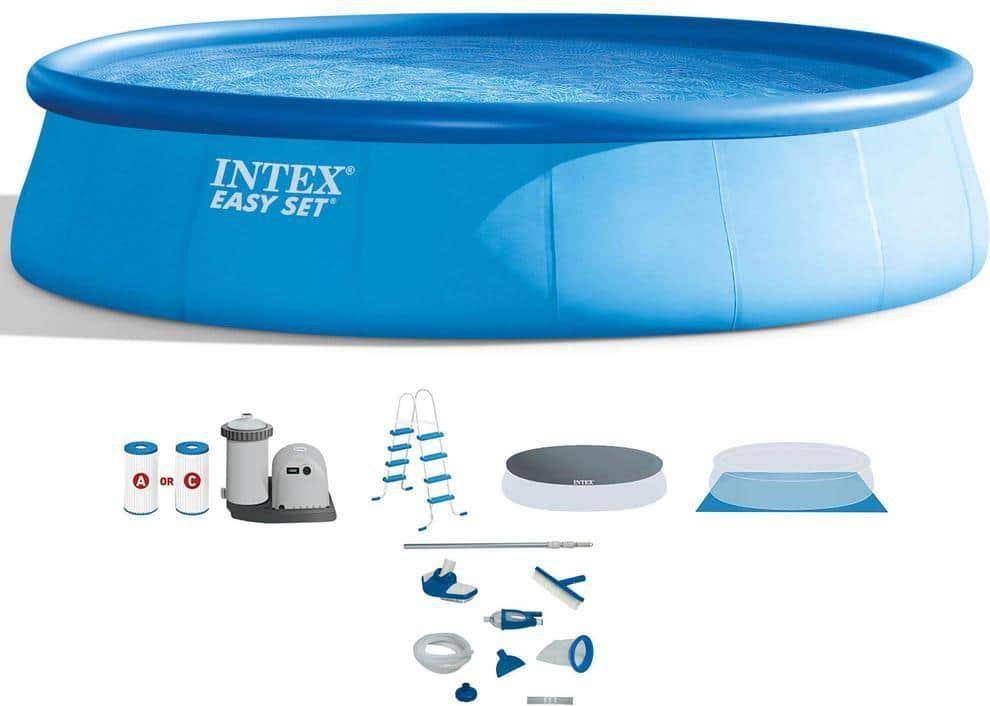Swimming pool 48" Intex Easy Set 18' x 48" Inflatable Pool Set with Pump, Ladder & Maintenance Kit 134 Blue