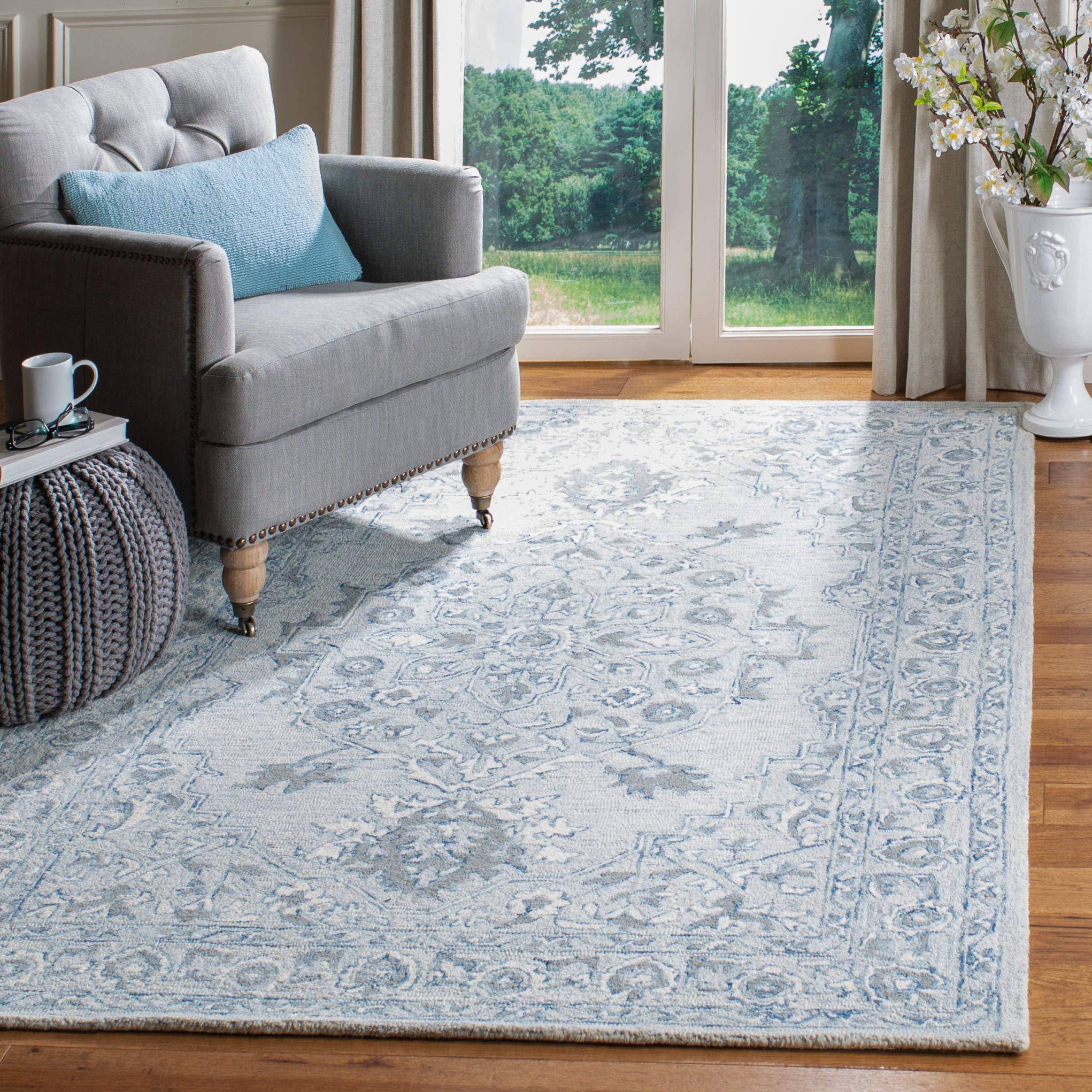Safavieh Micro-Loop Collection White, Blue