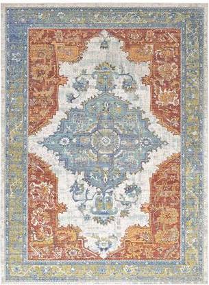 modway Citlali Collection R-1122A-58 Distressed Aztec Multicolor, Gray, Blue, Orange, Gold