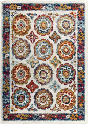 modway Rug Multicolor, Red, Orange, Yellow, White, Blue