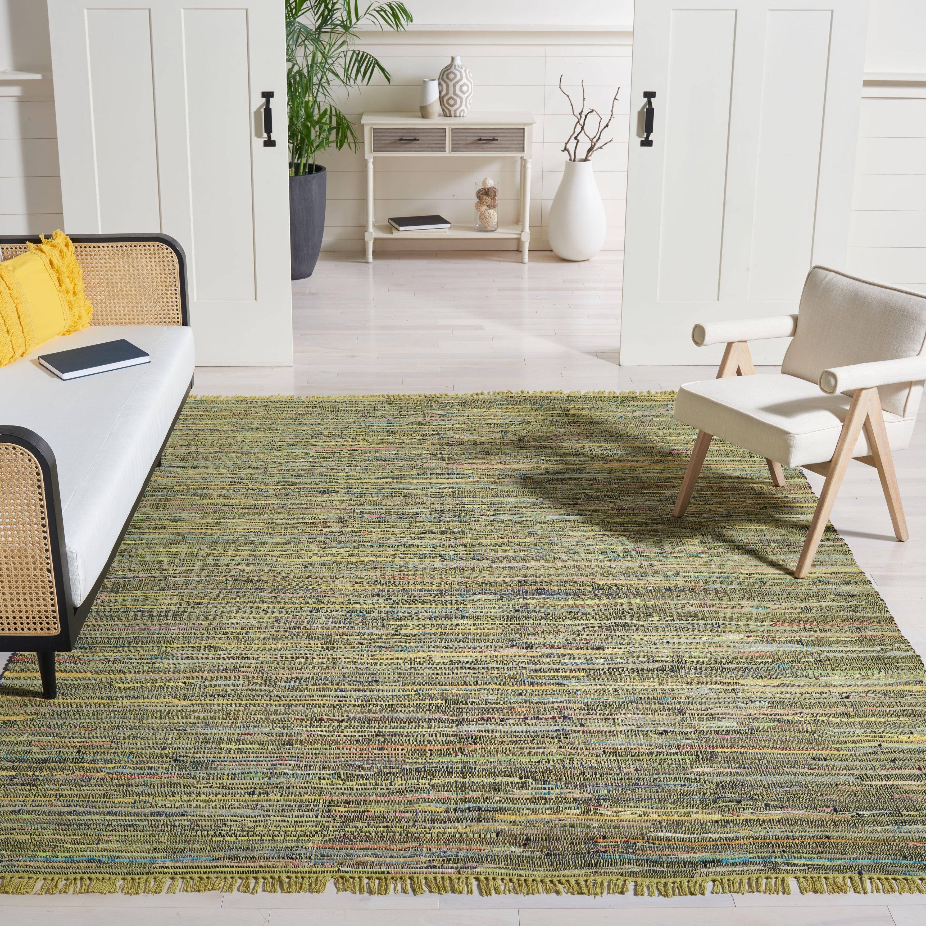 Safavieh Handmade Rag Rug Green, Yellow, Multicolor 96x"