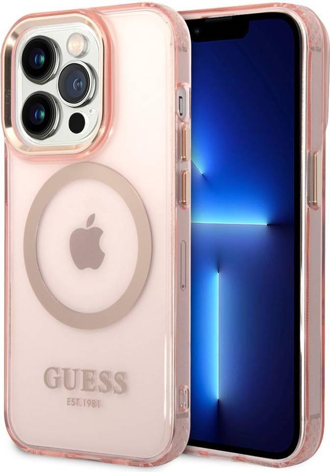 Guess iPhone 14 Pro Max Skal Translucent MagSafe Rosa