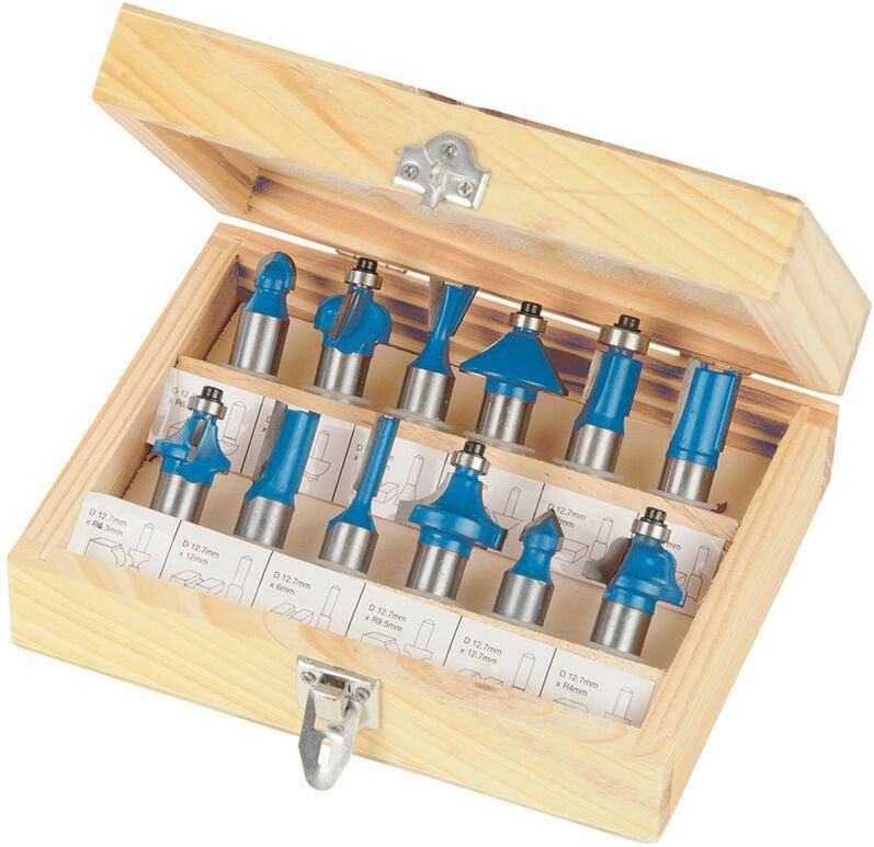 Router bit set Silverline 1/2" Tct Router Bit Set 12pce 1/2"