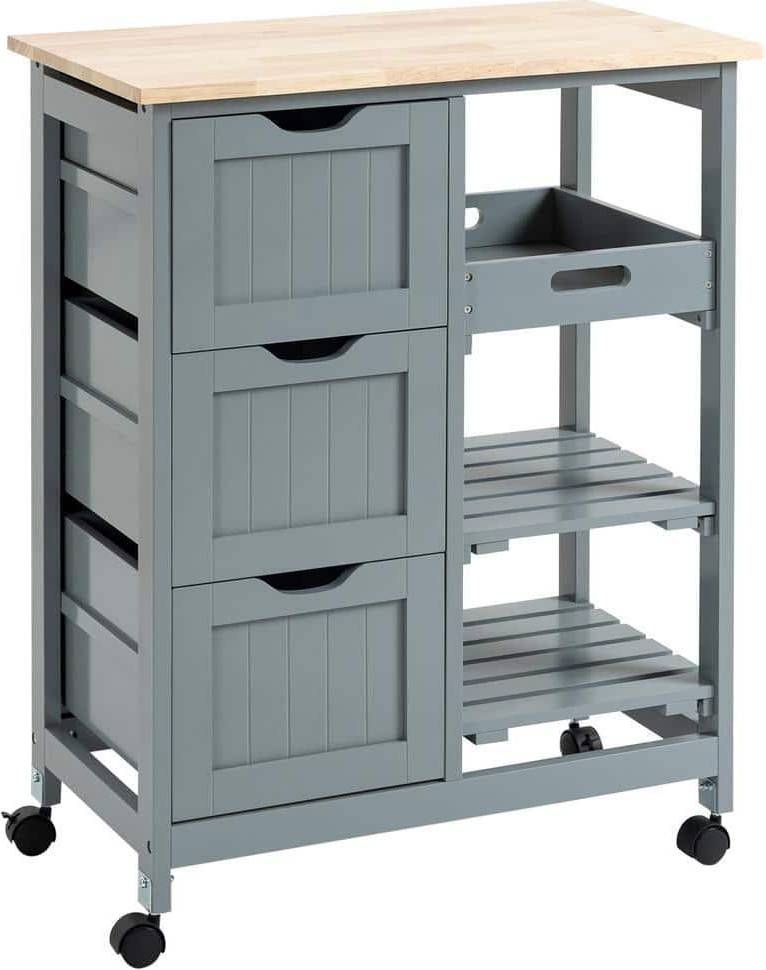 Rolling kitchen island cart Homcom Rolling Kitchen Island Trolley Table